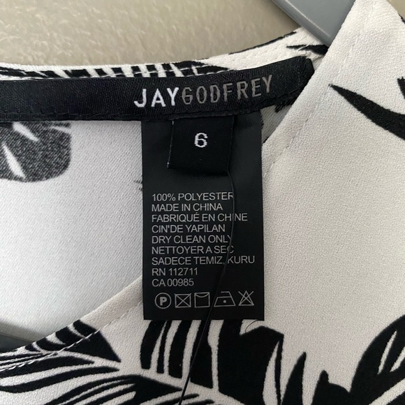 NWT JAY GODFREY Jean Printed Floral Black & White Dress Size 6 - Picture 4 of 6